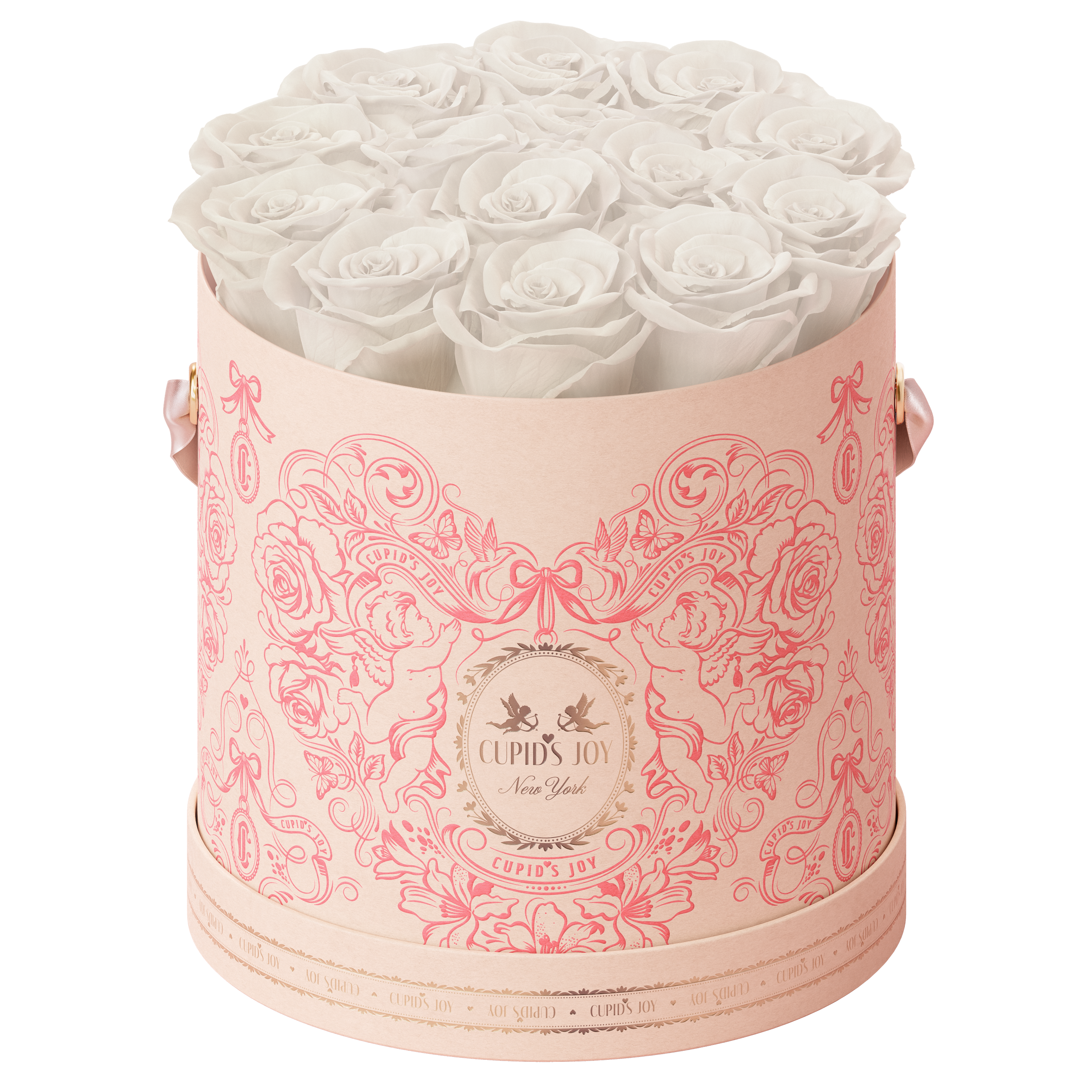 12-14 White preserved roses in the Cupid Rose Box (Large size) from the Cupid's Joy collection by Maison Cupid