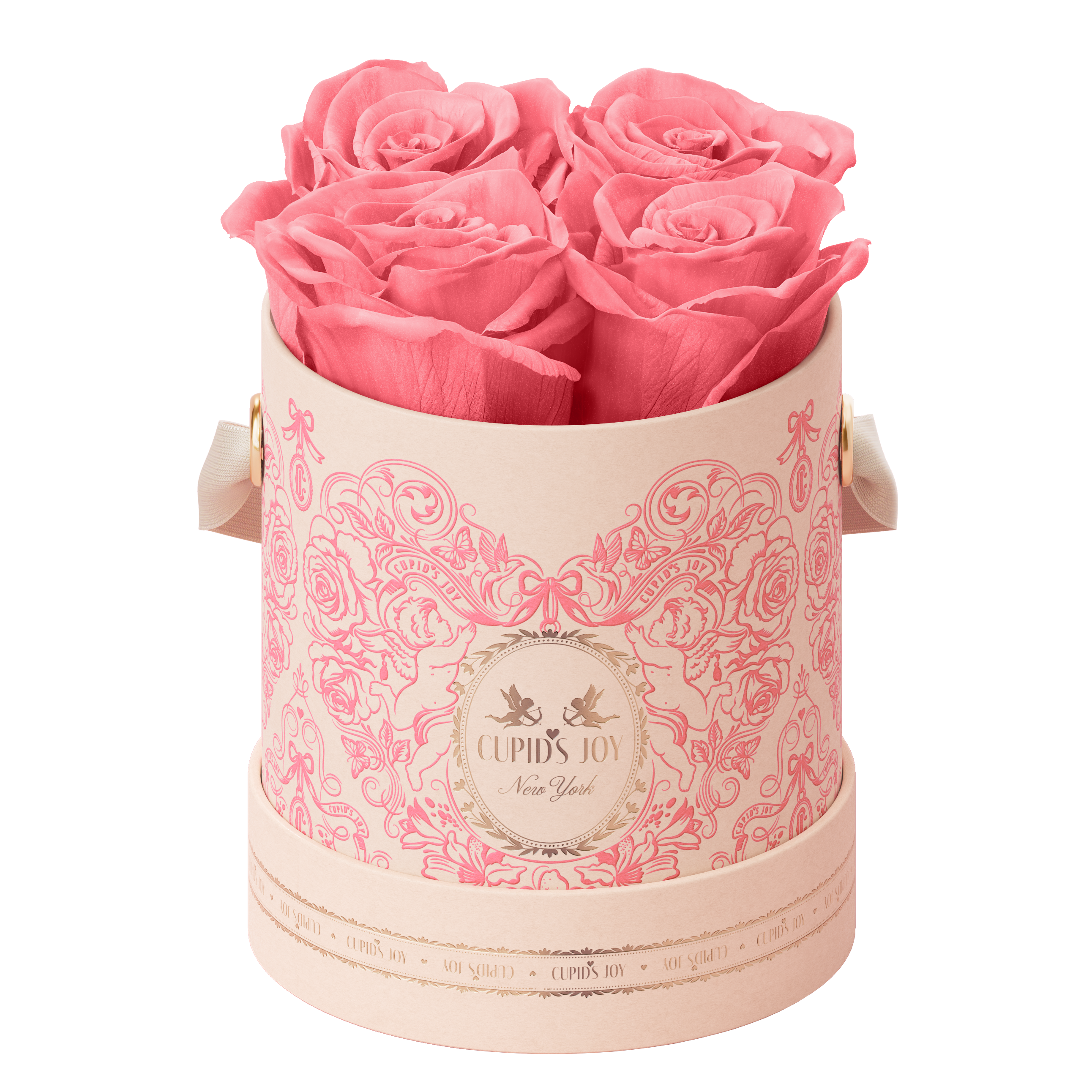 4 Blush Pink preserved roses in the Cupid Rose Box from the Cupid's Joy collection by Maison Cupid