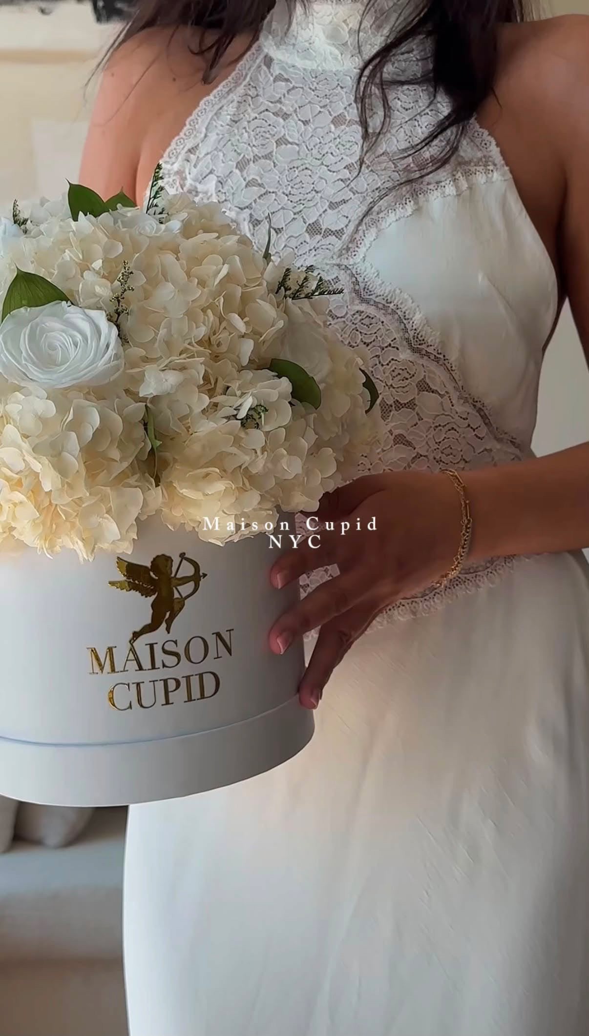 Eternal White Hydrangea & Rose Arrangement - Large