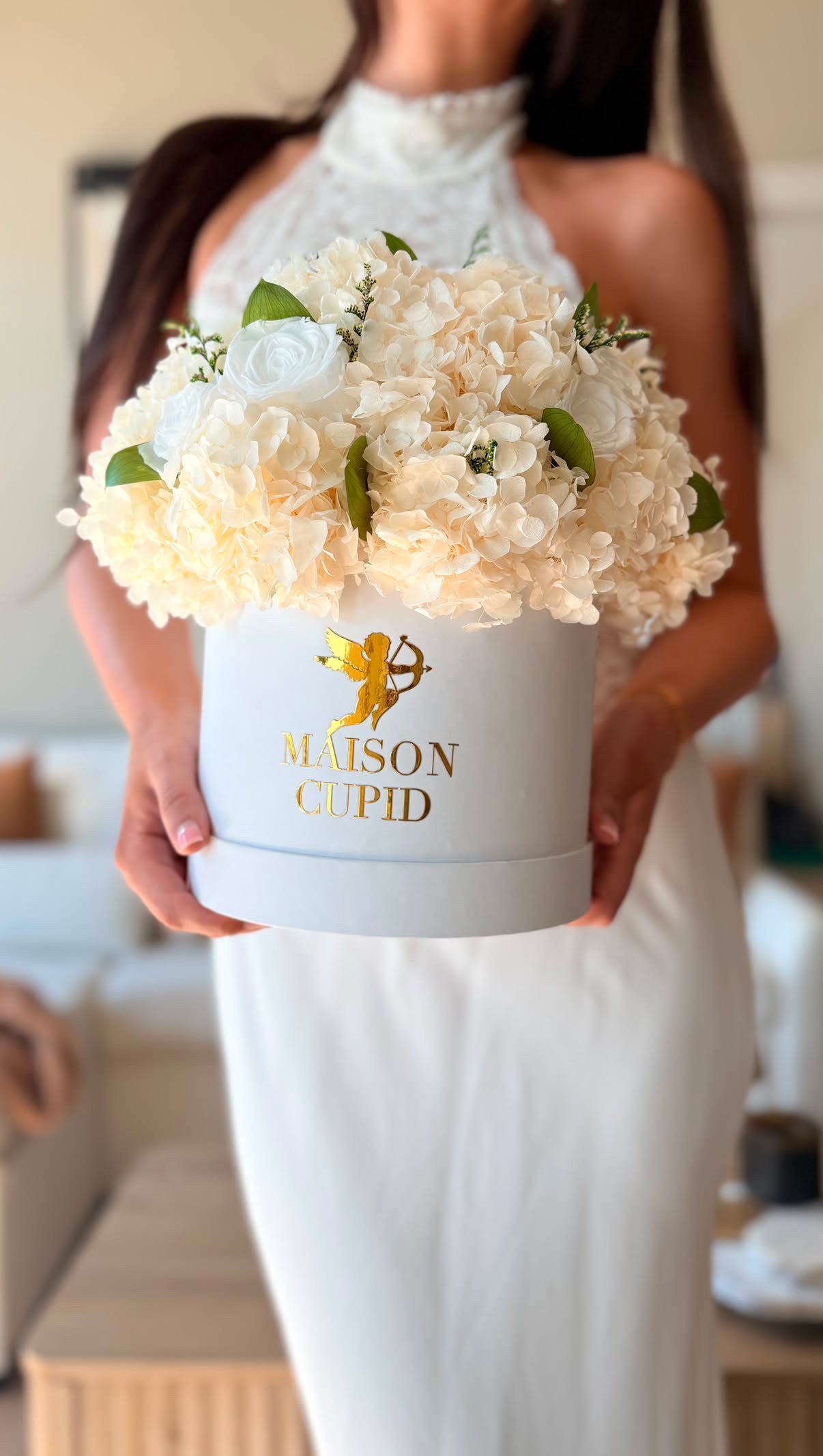 Eternal White Hydrangea & Rose Arrangement - Large