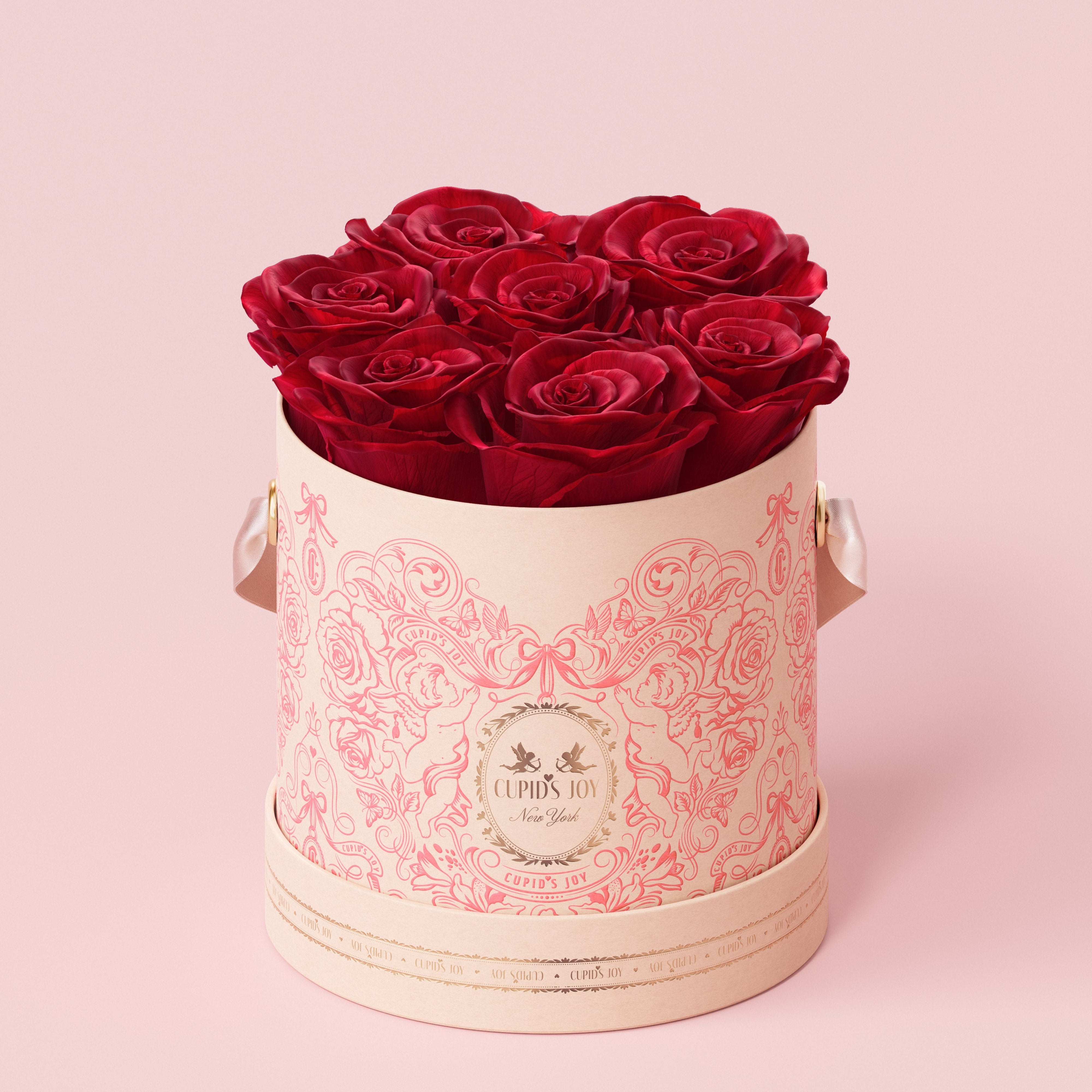 Maison Cupid parisian Medium hat box with red eternal roses