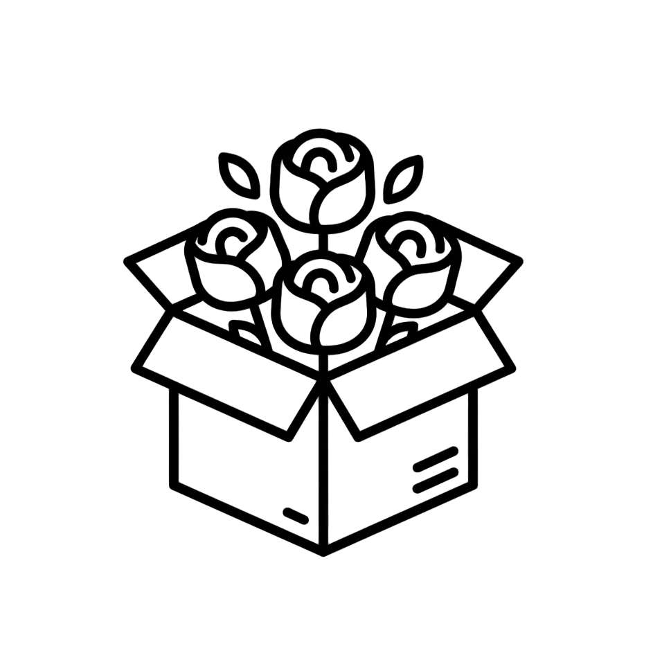 An icon of flowers inside a box 